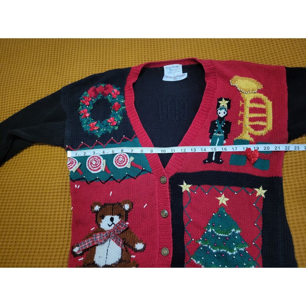 Vintage Marisa Christina Classics 1993 Christmas Nutcracker Bear Tree Sweater  L - Picture 2 of 8